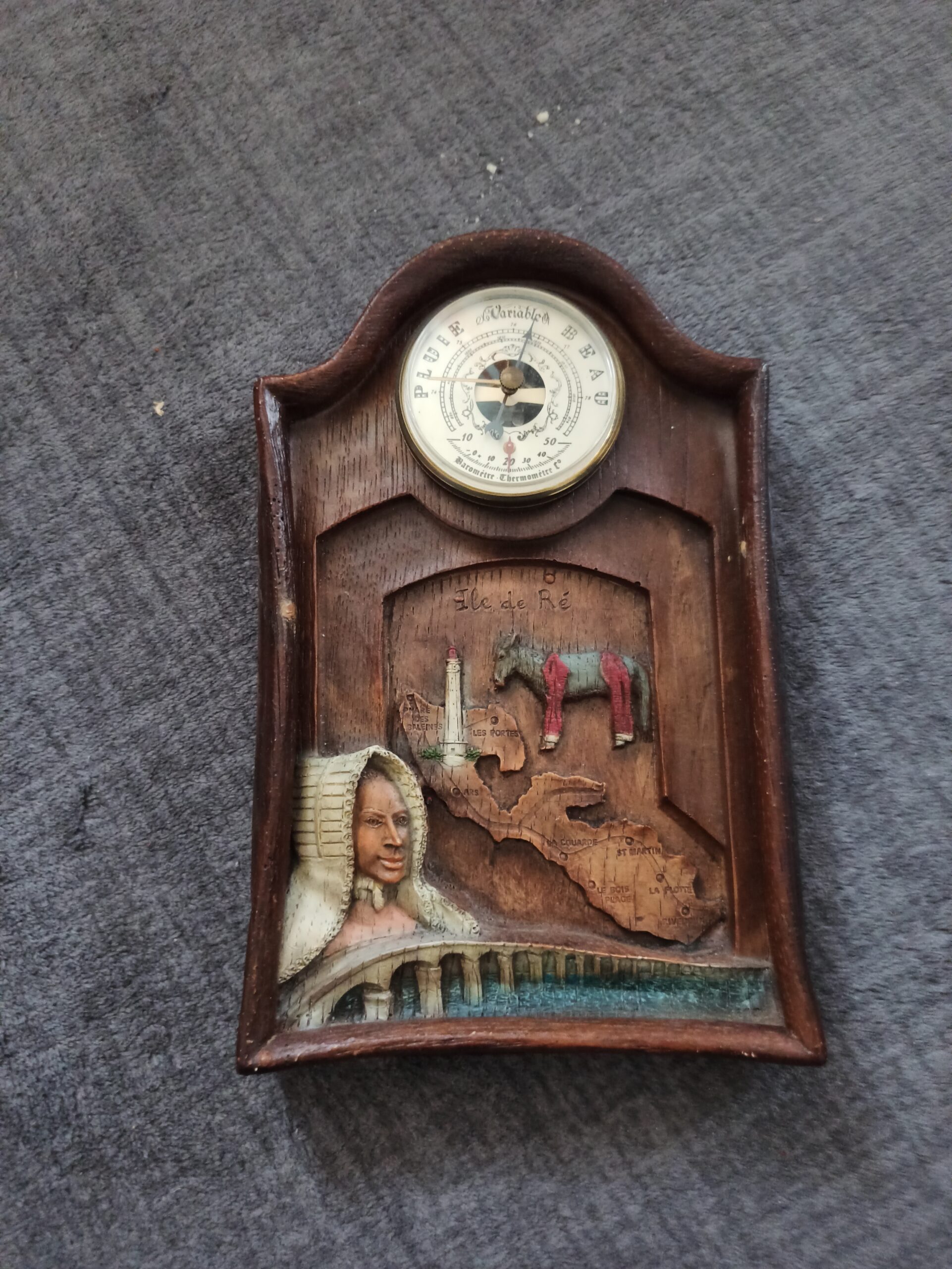 Âne en culotte Barometer Thermometer Holz – Île de Ré Frankreich