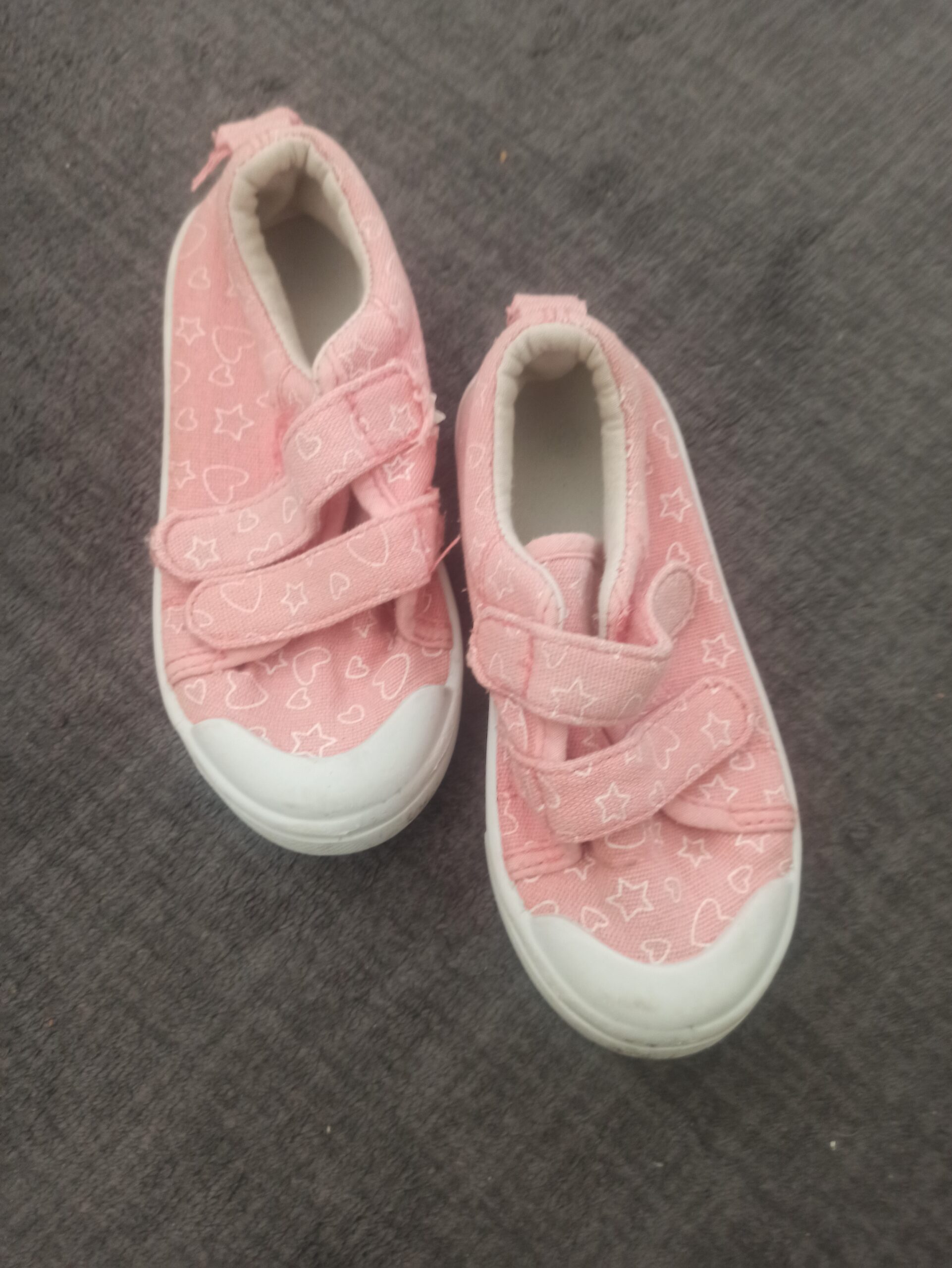 Mädchen Schuhe Rosa Klettverschluss Gr. 25/26 – Süßes Herz & Stern Muster