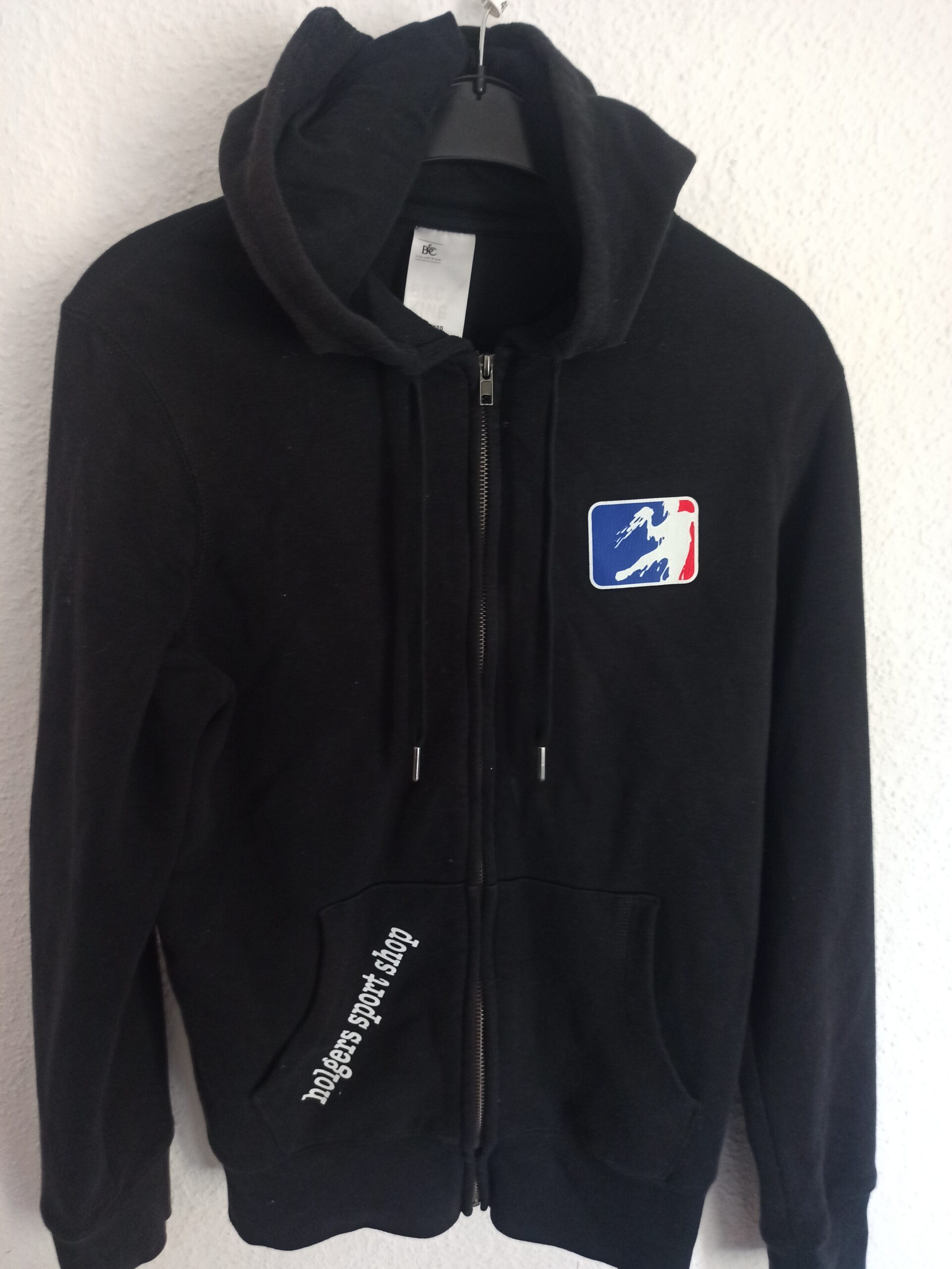 Schwarzer Zip Hoodie – Sportlicher Kapuzenpullover, Gr.S