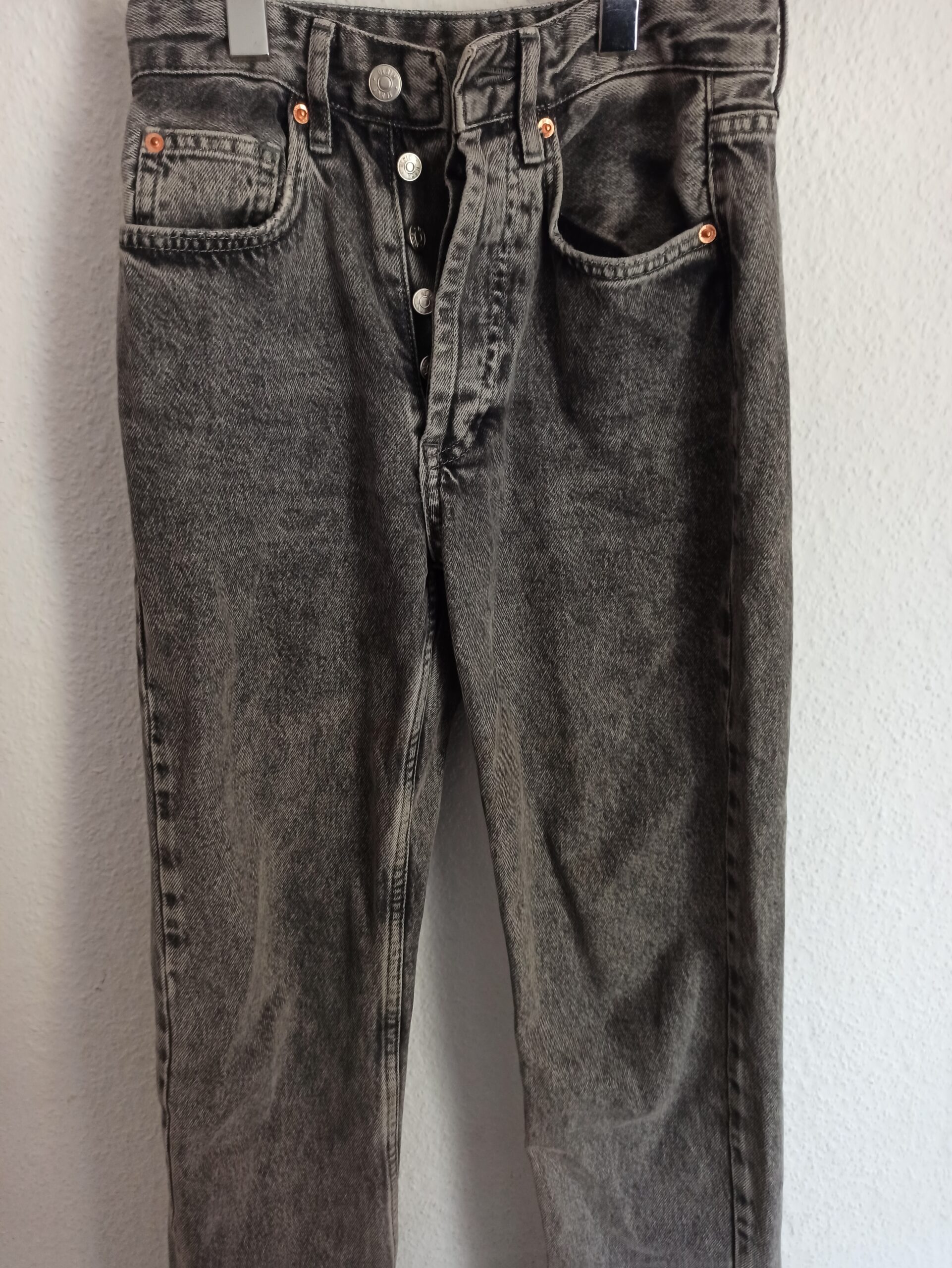 Denim Co. Mom Jeans Grau Washed Gr. 34 – High Waist Vintage Look