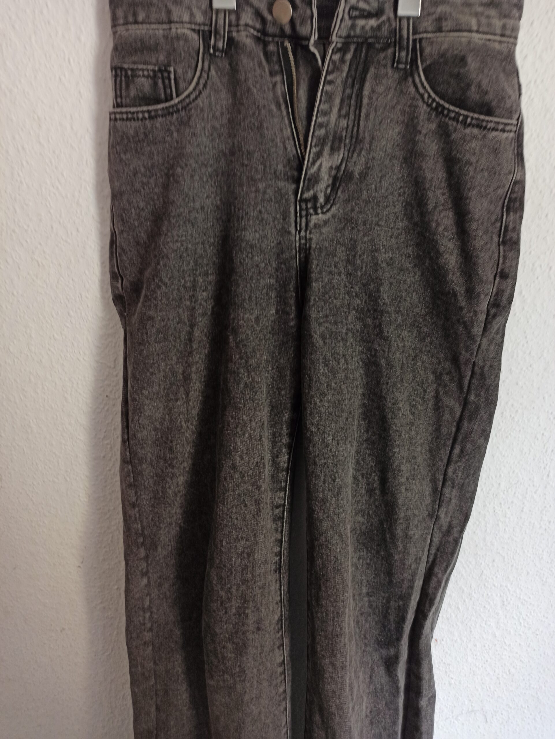 SHEIN Damen Mom Jeans Grau Acid Wash High Waist Gr. XS / 34