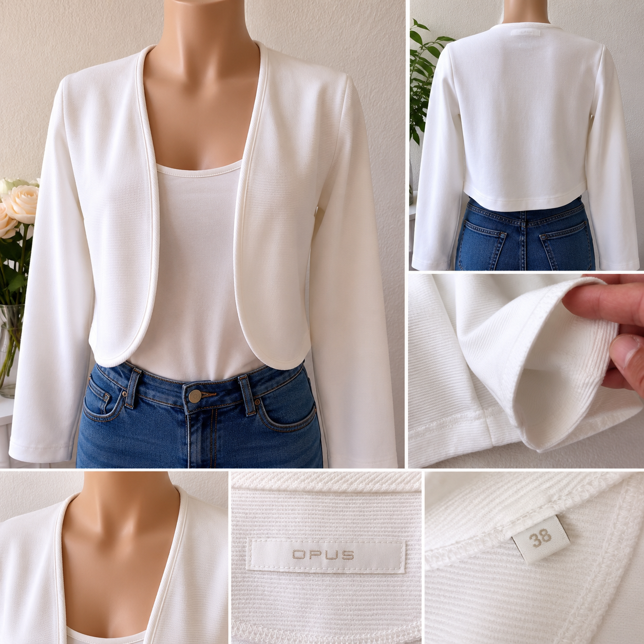 OPUS Damen Bolero/Cardigan Weiß Gr. 38 – Elegant & Vielseitig