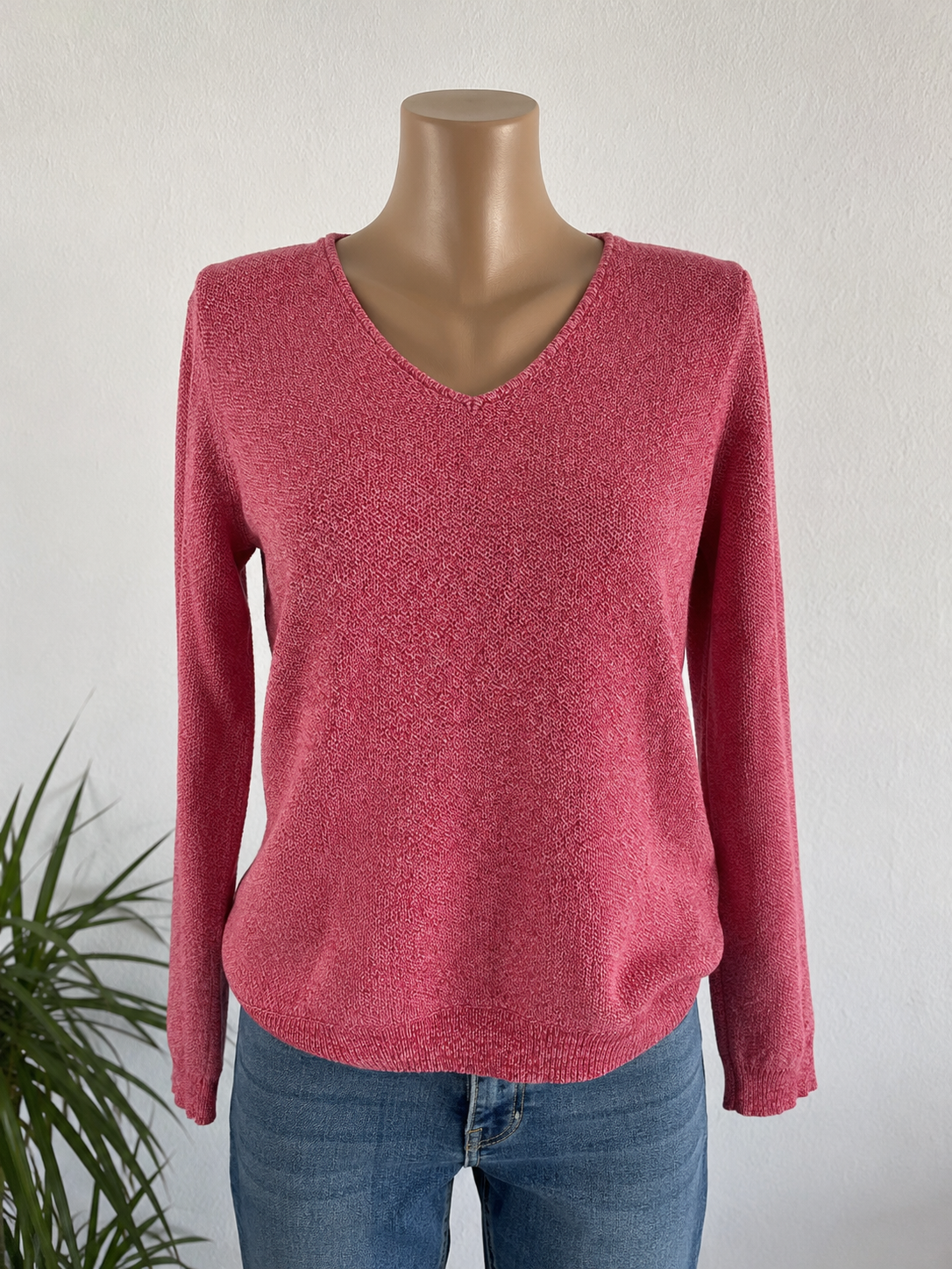 Blue Motion Damen Pullover Rosa Meliert Gr. M (40/42) – Glitzerfaden & V-Ausschnitt