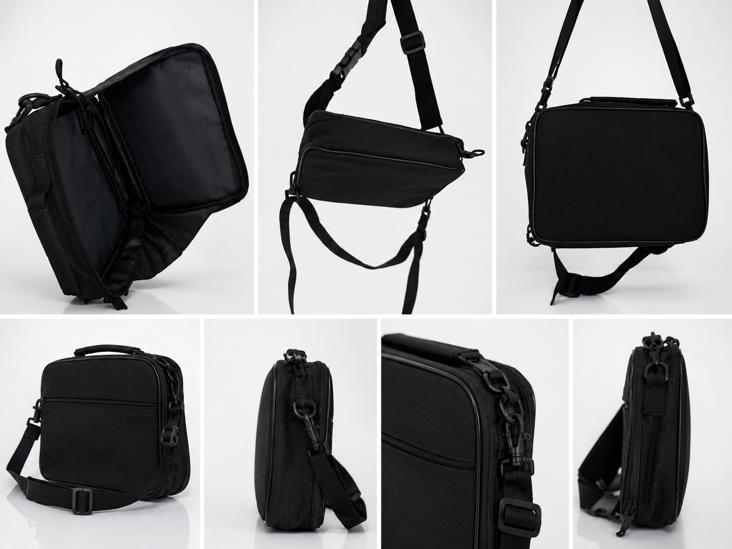 Praktische Schwarze Umhängetasche / Organizer Tasche mit mehreren Fächern