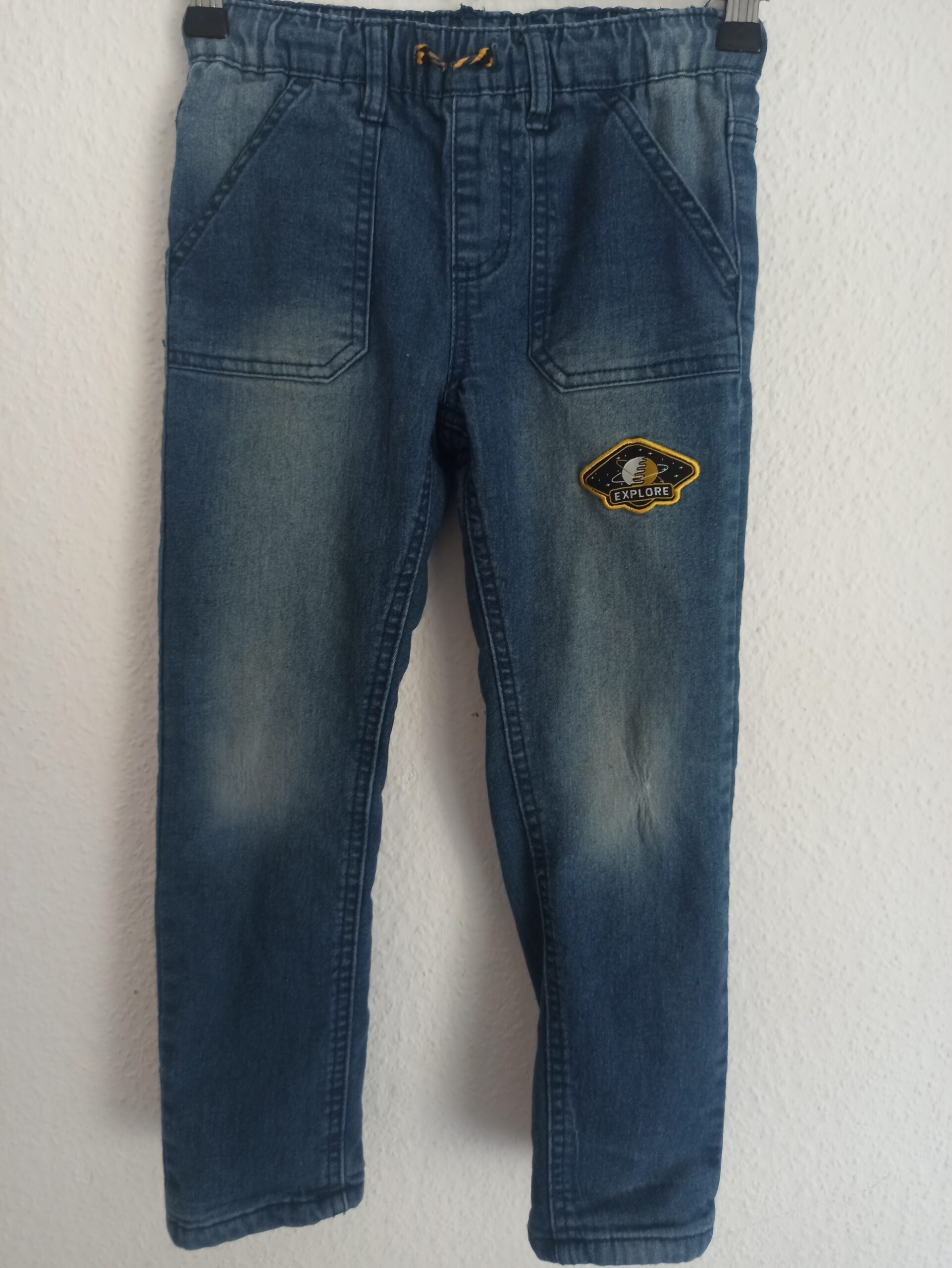 Kiki & Koko Jungen Thermojeans Gr. 116 – Gefütterte Jeanshose mit Explore-Patch