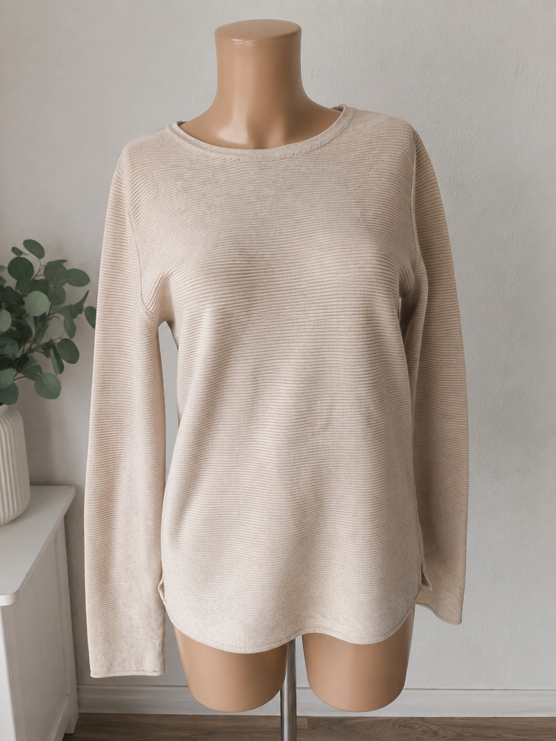TOM TAILOR Damen Strickpullover Beige – Gr. S – Organic Cotton