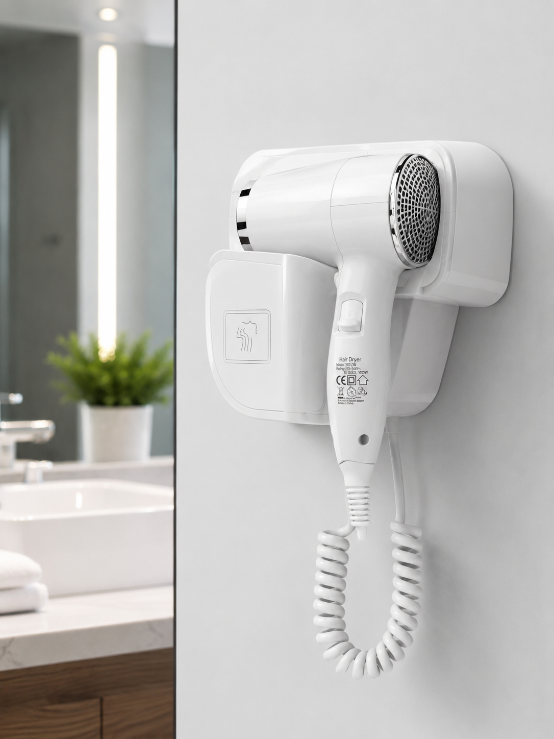 Wand-Haartrockner 1200W Weiß Mit Wandhalterung Neu Mit Ovp
