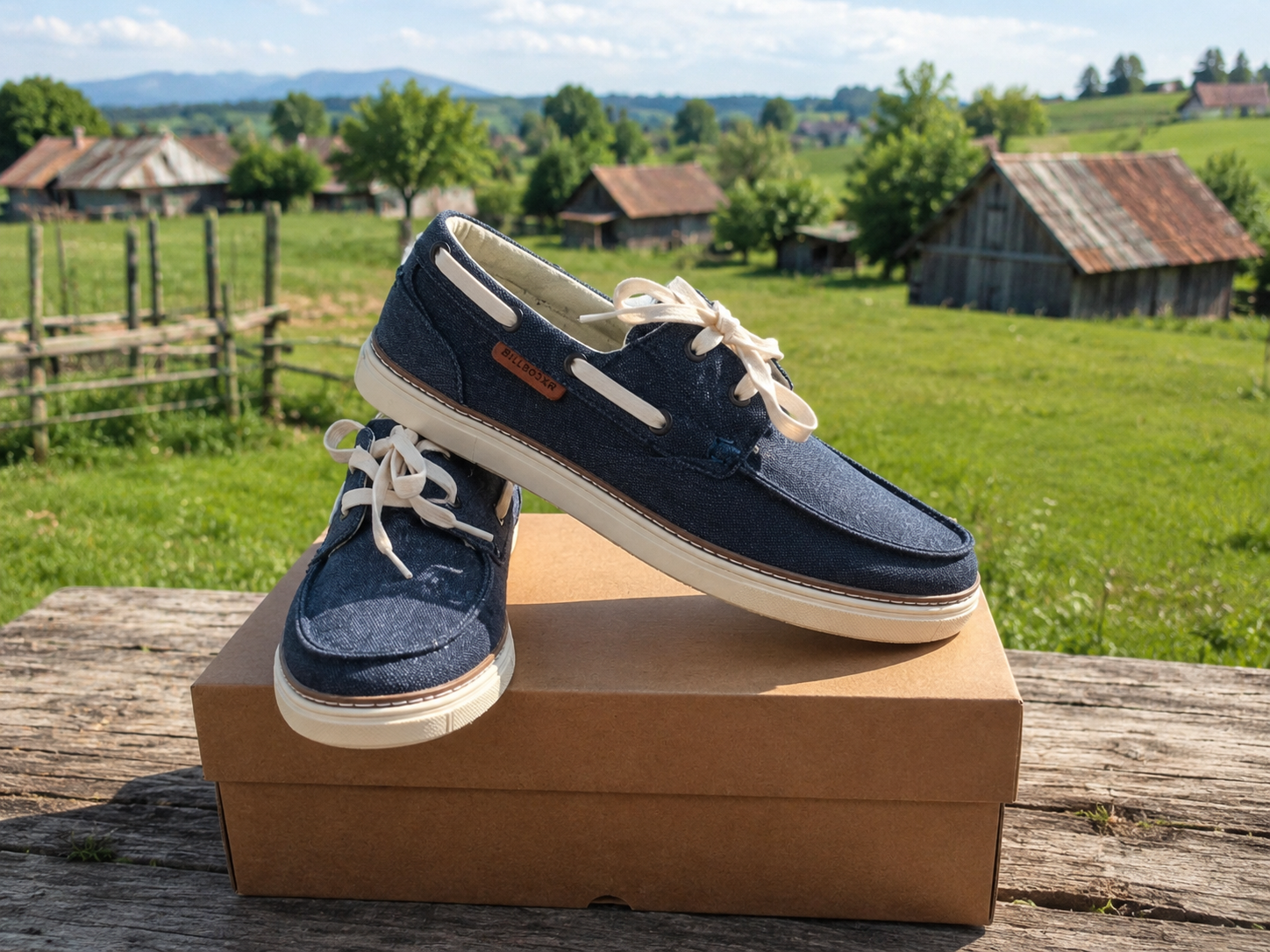 Bullboxer Herren Bootsschuhe Gr. 40 – Blau Canvas – Neu mit Karton