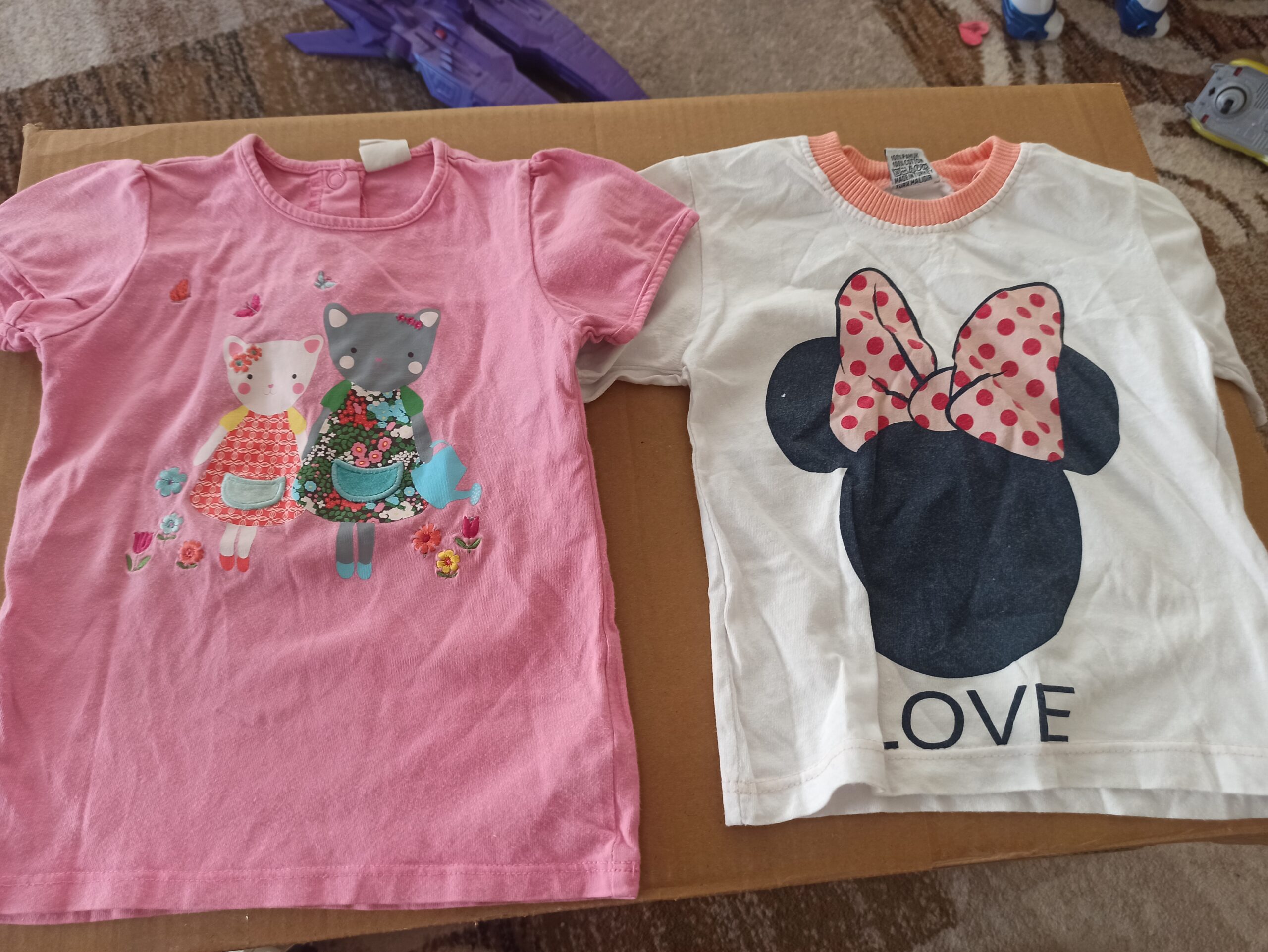 2er Set Mädchen T-Shirts Gr. 96 – H&M & Minnie Mouse