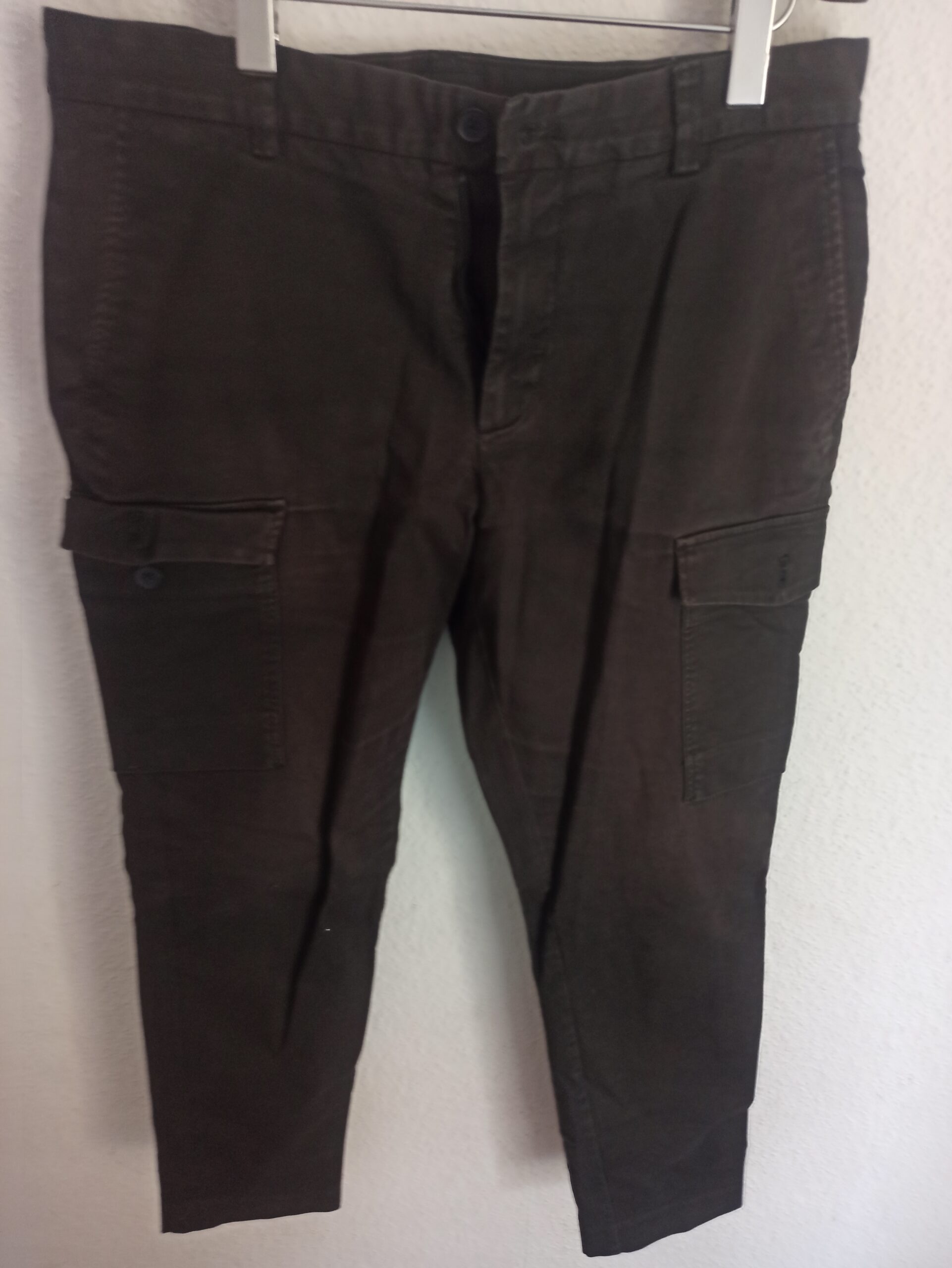 Herren Cargo Hose Gr.L.Schwarz Straight Fit Mit Seitentaschen