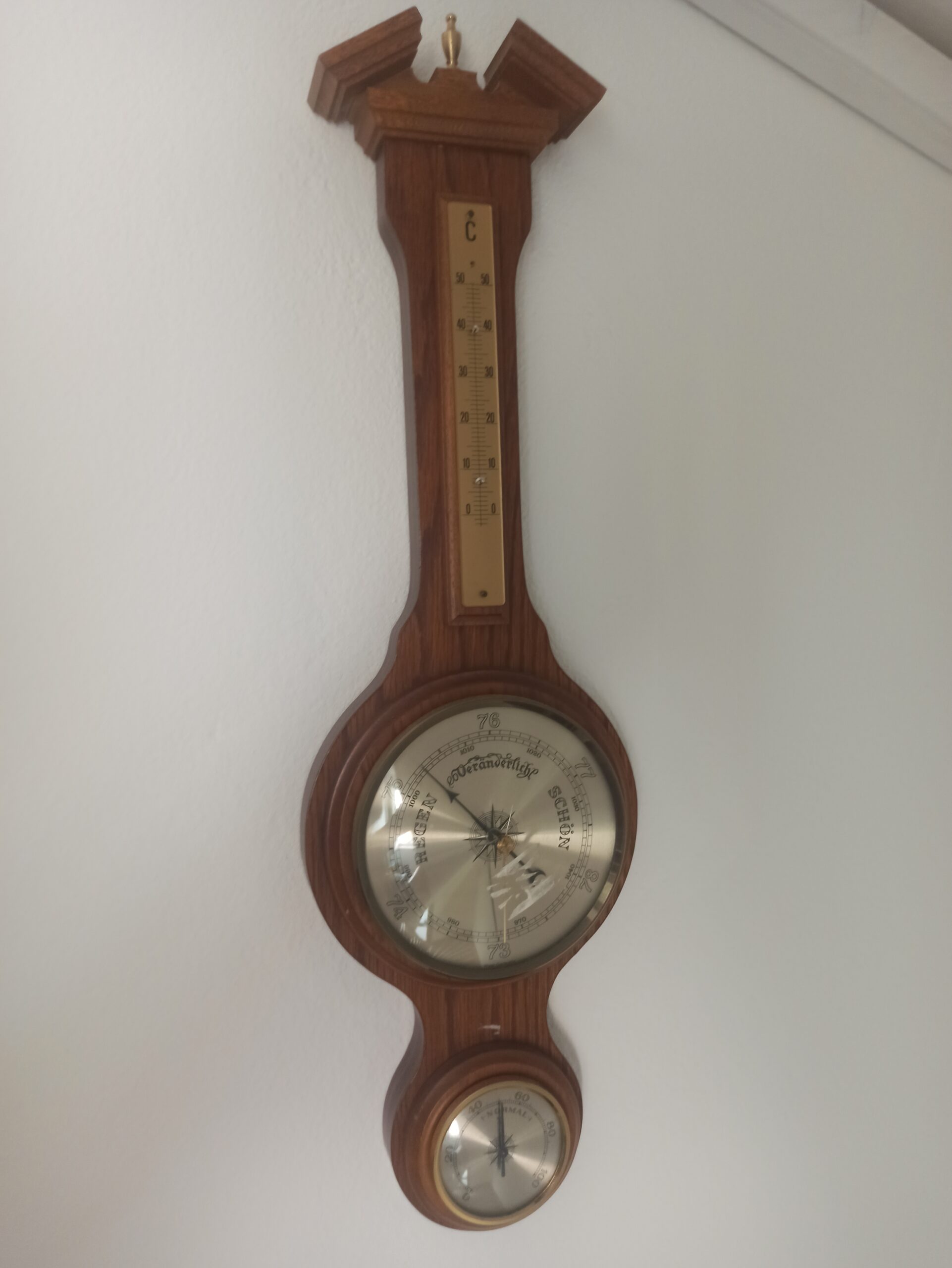 Elegante Wetterstation Aus Holz – Barometer, Thermometer & Hygrometer – Vintage / Antik Stil