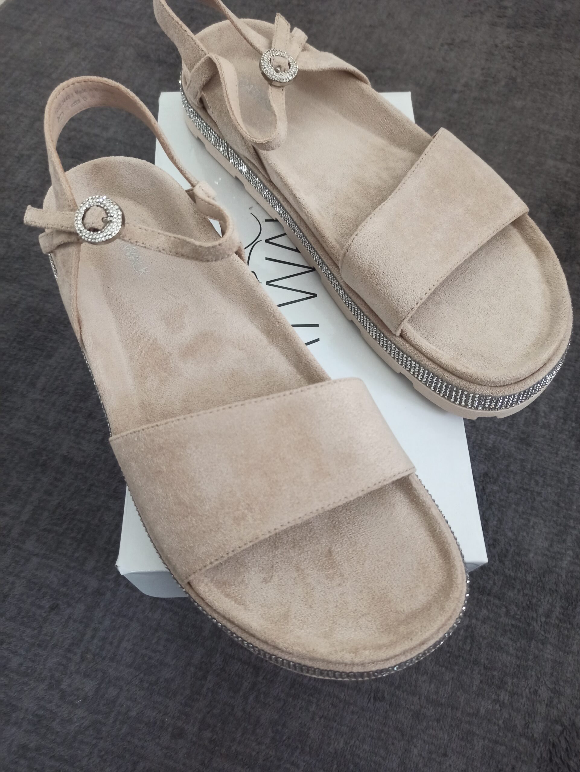 Catwalk Damen Sandalen Gr. 42 Beige Strass Plateau Neu mit Ovp