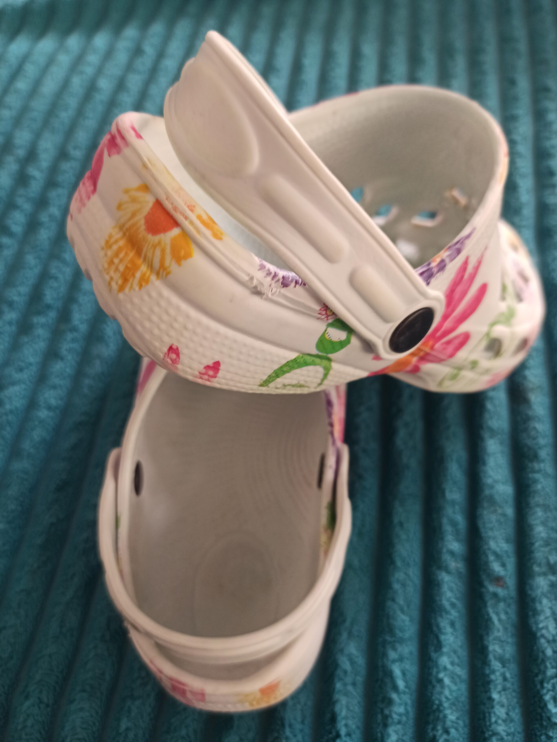 Kinder Clogs Mit Blumenmuster Weiß Gr. 37/38 (L6) Leicht Sommer Badeschuhe