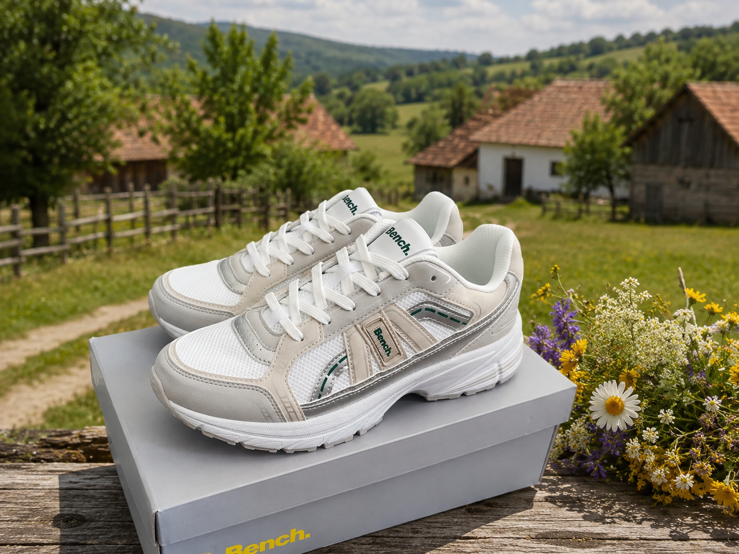 Bench Sneaker Damen Gr. 38 Weiß Beige Silber Neu Mit Karton