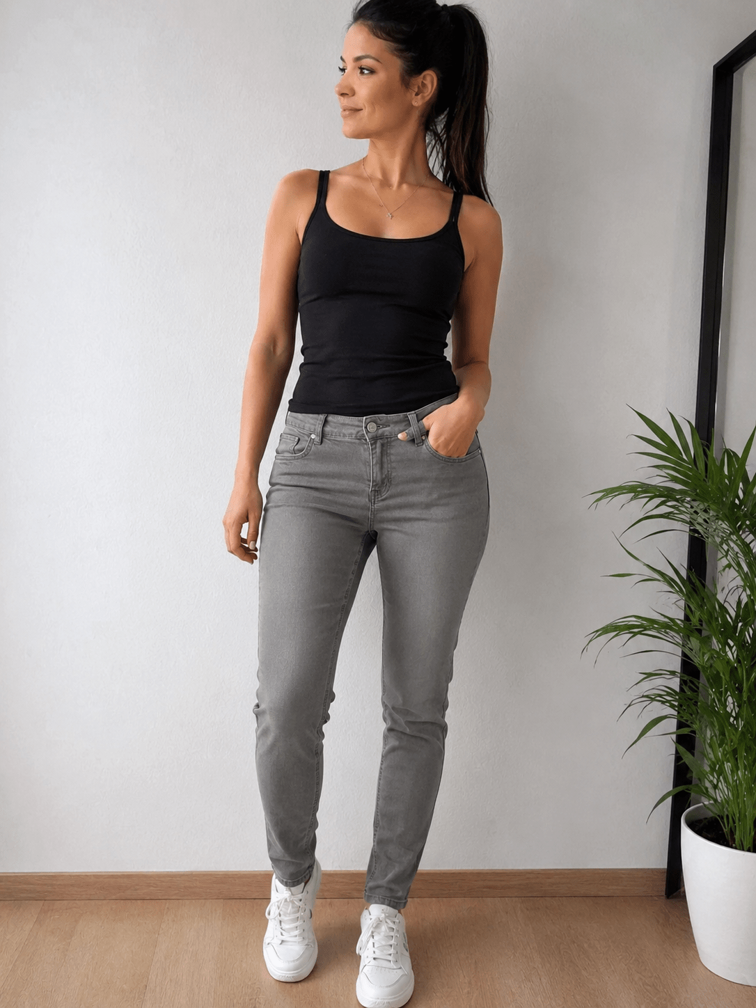 Graue Page One Damenjeans Slim Fit – Größe 38 / IT 44 / UK 12 / FR 40