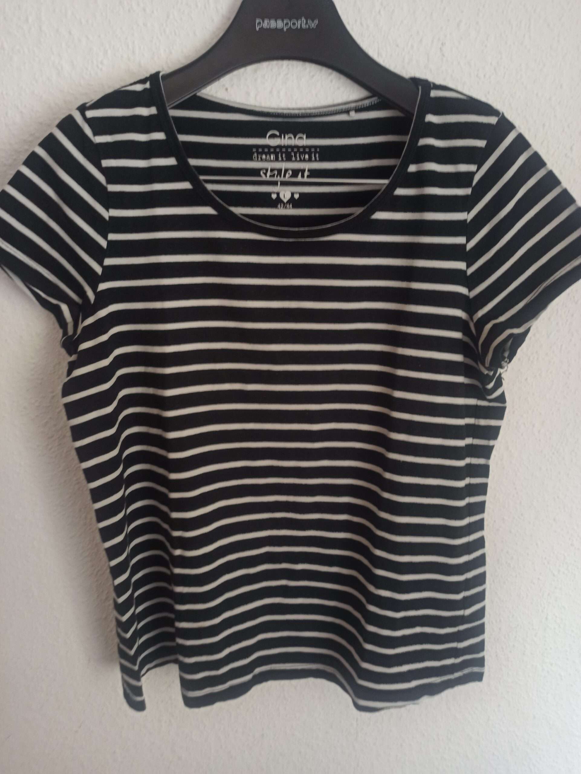 Gina Damen Shirt gestreift Schwarz-Weiß Größe L 42/44.Top