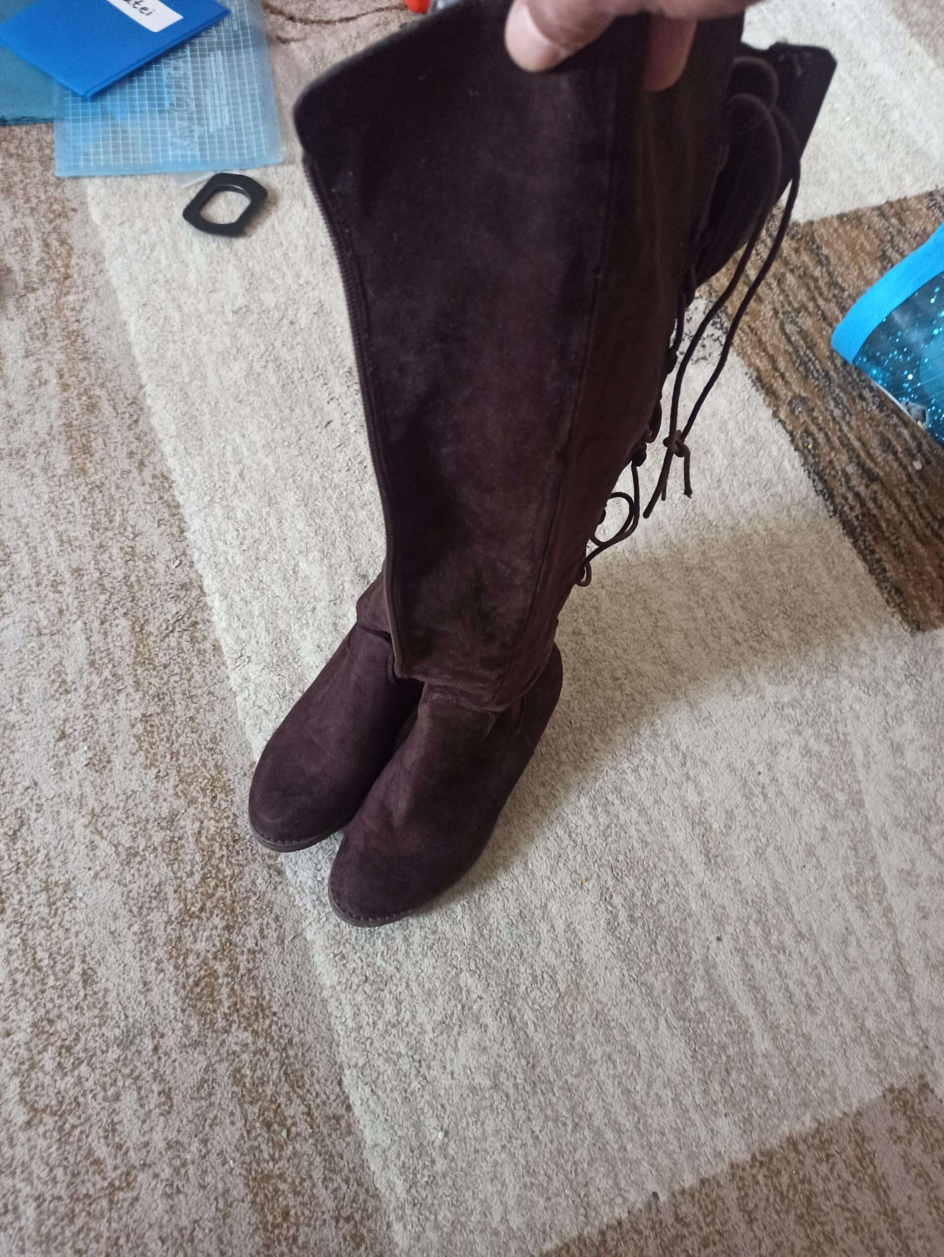 Lemon Tree Damen Overknee-Stiefel Braun Gr. 37 – Schnürung & Reißverschluss
