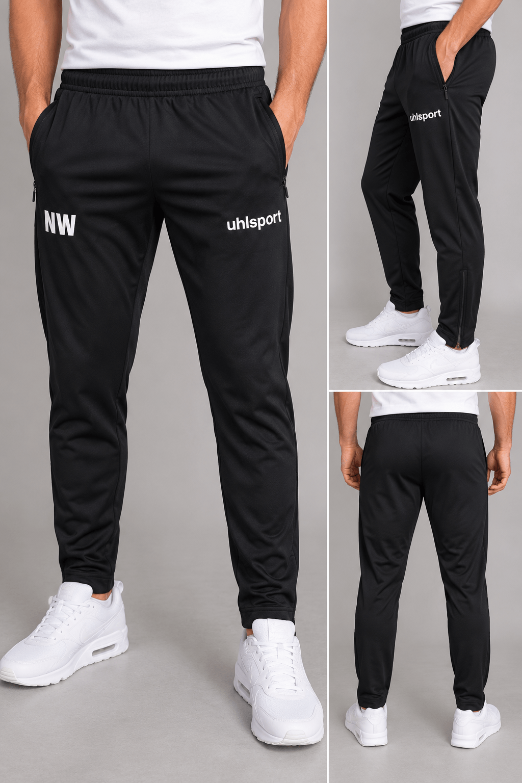 Uhlsport Trainingshose Sporthose Schwarz Größe S mit Reißverschlusstaschen